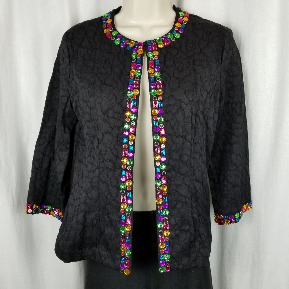 Analogy jacket size S petite black rhinestones